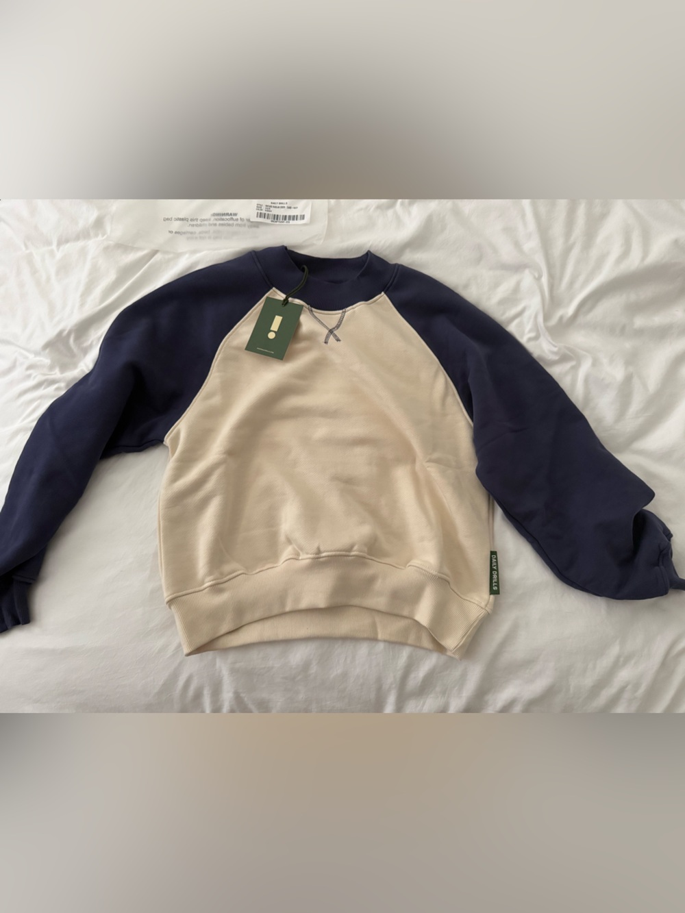 Daily Drills Heavyweight Vintage Raglan Crew - Navy + Sand